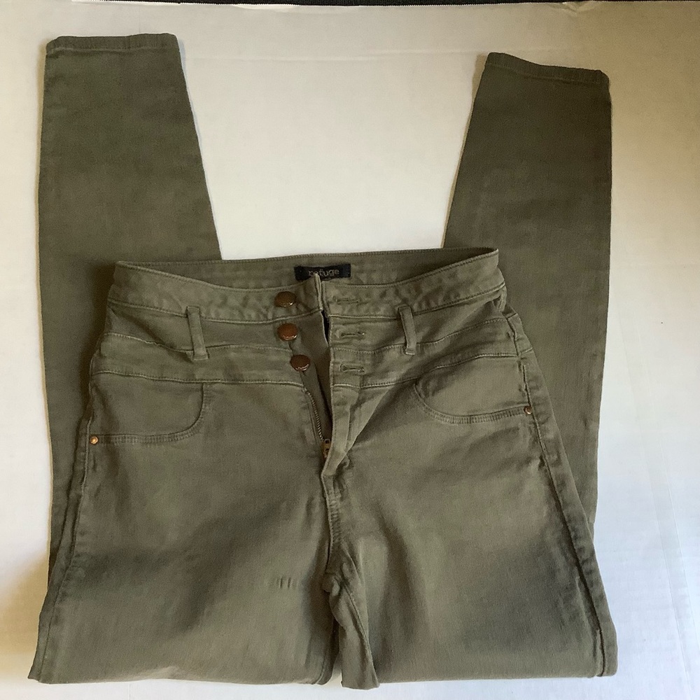 Olive Green Jeans Pants High Rise